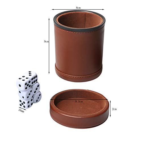 Snapklik.co : RERIVER 5 Pack PU Leather Dice Cups Velvet Felt-Lined Shaker Cups