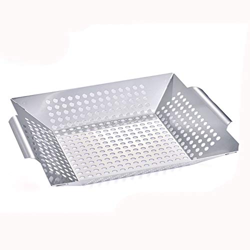 GEMGO Vegetable Grill Basket, Outdoor Grilling Accessories for Grilling Veggies Fish Meat and Shrimp, Use as Grill Topper Barbecue Wok Pan (12 inch)
