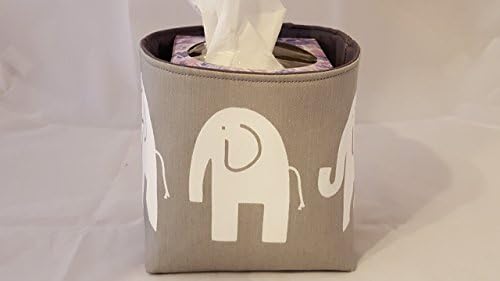 Mini Baskets Fabric Storage Organizer Bins - Gray and White Elephants - Tissue Holder -