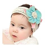 DZT1968(TM)Baby Girl Newest Elastic Turban Headband Head Wrap Knitted Hair Band With Flower (A)