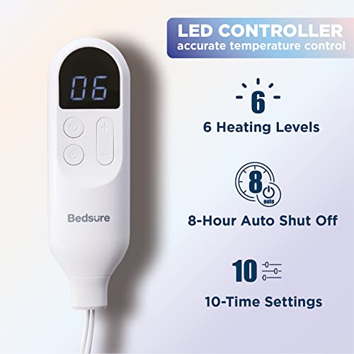 Bedsure Heated Electric Blanket Twin Soft Heated Blanket, 6 Heat