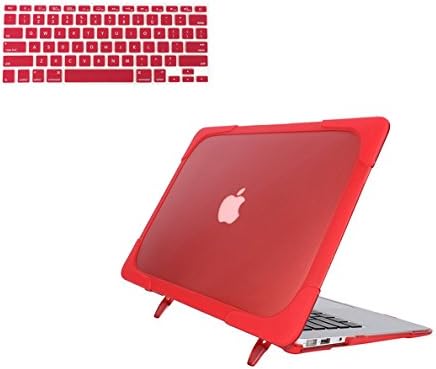 MacBook Air 13.3 inch Hard Anti-fall Case, NinKe Protective Heavy Duty Scrub Shell with Foldable Kickstand and Keyboard Cover(Model: A1369/A1466)