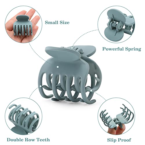 12 PCS Small Hair Claw Clips, Neutral Double Row Teeth Hair Clips for Women Girls, Small Claw Clips for Thin Short Hair, 1.6\