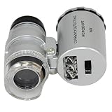 NYKKOLA New Silver 60X Loupe Portable Mini Pocket LED UV Light Microscope Magnifier