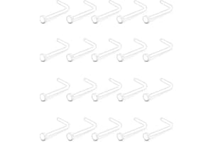 20 PCS Clear Nose Studs Retainers L Shaped Nose Bone Stud Piercing 20G Flat Top Invisible Screw Acrylic Nose Ring Piercing
