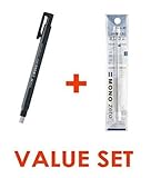 Tombow Mono Zero Eraser - 2.5 mm x 5 mm - Rectangle Tip - Black Body & 2 Conformity Refills Value Set（With Our Shop Original Product Description）