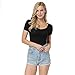 Scoop Neck Short Sleeve for Women Solid Black Fit Soft Tunic Tops Underwear T-Shirt