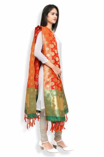 ravechi fab women's silk dupatta(rdp-02_orange_free size)