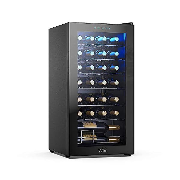 Wine-Refrigerator-28-Bottle-Compressor-Refrigerator-Freestanding-Wine-Cellars-Digital-Touch-Display-UV-Protective-Finish-Auto-Defrost-with-Wine-Aerator-Pourers-Black