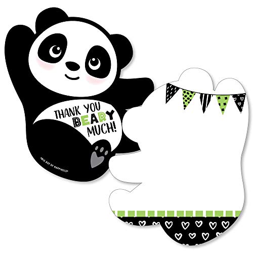 Big Dot of Happiness Party Like a Panda Bear - Shaped Cards - Baby Shower or Birthday Party Thank You Cards with Envelopes - Set of 12