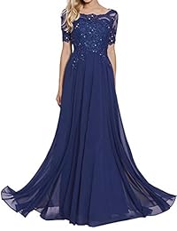 Madre de la Novia Vestidos Apliques de Cuentas de Gasa Vestido Formal de Noche