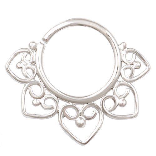 bodyjewellery Septum 18g 5/16 Unique Seam Hoop Ring Solid Brass Rhodium Plated daith Nose Ring Nostril Ear Cartilage Cool Helix RHSTP 08