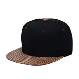 Plain Animal Snakeskin PU Leather Strapbacks Hat (Black/Brown)