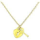 Vurotry Lock and Key Necklace for Women Padlock Necklace Gold Heart Lock Necklace Exquisite Key Pendant Necklace Jewelry