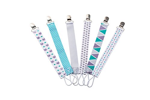 Pacifier Clips by VuminBox | 2-Sided Binky Clips for Baby Boys | Universal Strap/Holder/Leash for Soothies, Teethers, & Pacifiers (6 Pack Colorful) - Thumbnail 2