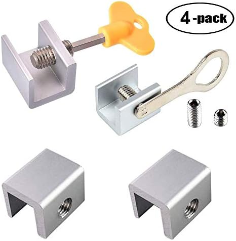 WOOCH Sliding Window Locks Stop Aluminum Alloy Door Frame Security Lock with Keys (4 Pack)