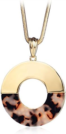 Round Shape Plated Gold Resin Hollow Pendant Snake Chain Necklace Jewelry Set by Neobijoux