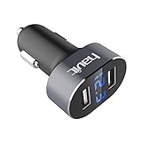 HAVIT 3.1A Dual USB Port Universal Car Charger with Voltage Real-Time LED Display and Intelligent Charging Chip - Black