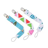 Pacifier Clip for Boys & Girls Teether - 3 Pack Unisex Pacifier / Teething Ring Holders, Stylish 2-Sided Design - Unique Baby Shower Gifts