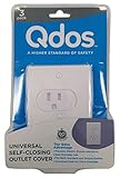 QDOS Universal Self-Closing Outlet Cover | 3 pack | White – Oversized Wall Plate Covers Imperfections in Drywall cutouts - Automatically Closes Upon Plug Removal - Fits both Standard & Decora Outlets