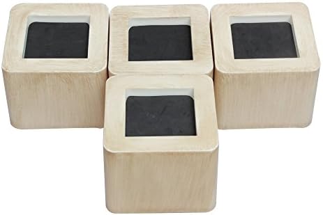 New Design Imitation Wood Bed Risers or Furniture Raisers bed lift Table furniture lifts storage Set of 4 (Khaki)