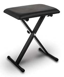 Banco para piano plegable LIVIVO® de altura ajustable en color negro de