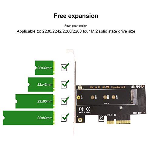 Ubit PCI-E Riser PCIe M.2 PCIe SSD to PCIe Express 3.0 x4 Adapter Card, 5001 Expansion Card Supports M2 NGFF PCI-e 3.0, 2.0 or 1.0, NVMe or AHCI, M-Key, 2280, 2260, 2242, 2230 Solid State Drives