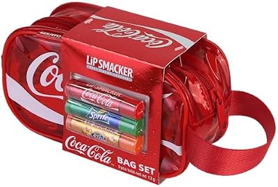 Coca-Cola Handy Bag Set, 3 Bálsamos Labiales para Niños con Sabor Original Coca-Cola, Fórmula Transparente e Hidratante