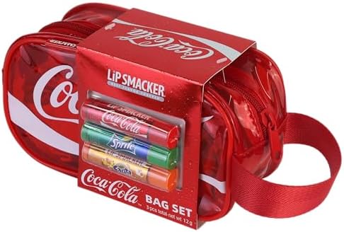 Coca-Cola Handy Bag Set, 3 Bálsamos Labiales para Niños con Sabor Original Coca-Cola, Fórmula Transparente e Hidratante
