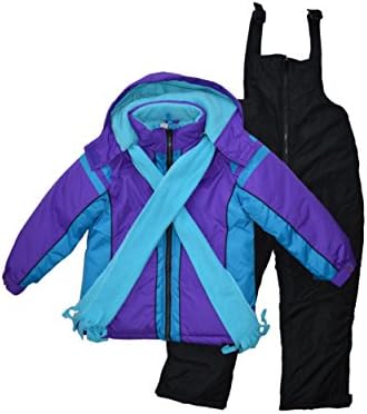 Snowsuits for Kids Girl's 3-Piece Fleece Lined Active Snowsuit (10-12, Berry Purple/Aqua)