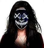 LED Halloween Mask - Aditomo LED Purge Mask Glowing Mask LED Mask Light Up Mask for Halloween Festival Party Adults Children White