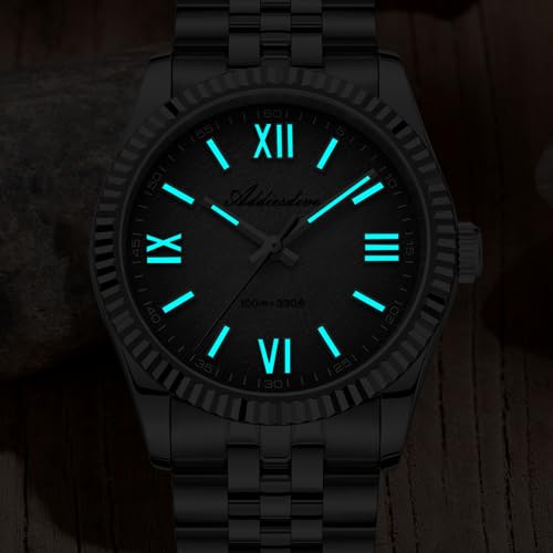 ADDIESDIVE 10.6 MM Luxury Watches for Men Women Roman Numerals Synthetic Sapphire VH Sweep Second Fluted Bezel Casual Wear Unisex Watch