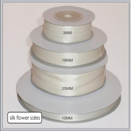 single roll of Ivory Double faced Satin Ribbon 3mm, 10mm, 16mm, 25mm widths (25mm x 25M)