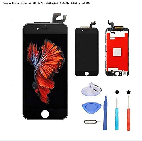 Premium Screen Replacement Compatible iPhone7 4.7inch(Model A1660, A1778, A1779), LCD Complete Repair Kits, LCD Touch Digitizer Display Glass Assembly with Tools (BLACK-6S-0313)