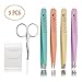 Tweezers Set 5-piece - pureGLO Professional Stainless Steel Slant and Pointed Tip Tweezer Set with Scissors - Best Precision for Eyebrow, Ingrown Hair, Splinter
