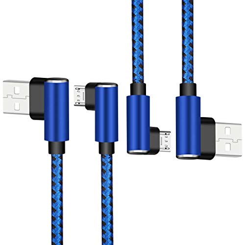 Micro USB Cable, Daker [2 Pack 6ft] Left Right Angle 90 Degree Nylon Braided High Speed Micro USB Cable Cord Fast Charger Cord for Galaxy S7/S6/S5/Edge,Note 5/4/3, LG, X-Box One, PS4 Controller