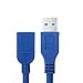 Bluwee USB 3.0 Extension Cable -2 Feet (0.6 Meters) - A-Male to A-Female [Full-Covered Female Blue]