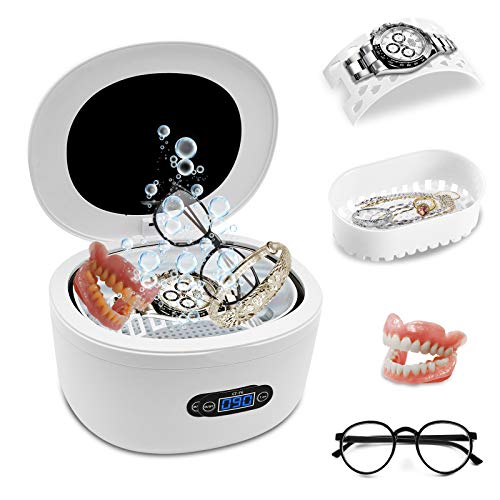 limpiador ultrasónico, máquina limpiadora de joyas con 5 temporizadores digitales, potente limpiador ultrasónico de 40 khz con tanque de 25 onzas para limpiar joyas, anillos, gafas, relojes, cabezales de afeitadora, dentadura de diamante