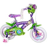 New Disney Fairies Tinkerbell 12 INCH Bike with Training Wheels, Tinker Bell and Friends Bag, and Handlebar Butterfly Dancer - Huffy Model 22413