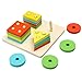 Arshiner Wooden Geometric Sorting Board Educational Shape Color Recognition Stack and Sort Board