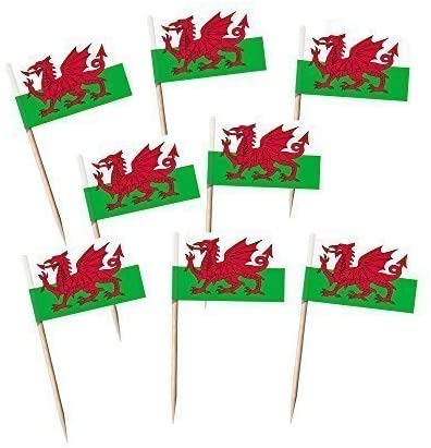 Wales/Welsh Dragon Flag Picks Decoration for Cakes/Cupcakes/Canapés etc (60)