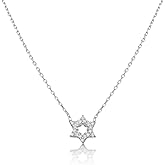 Alef Bet by Paula Petite Sterling Silver Star of David Necklace for Women | Dainty CZ Pendant | Adjustable Jewish Faith Jewelry Gift