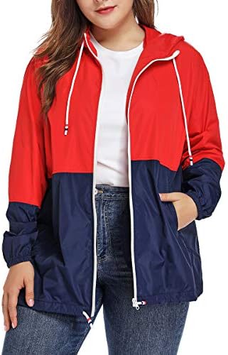 Women's Waterproof Raincoat Outdoor Hooded Rain Jacket Windbreaker XL-5XL