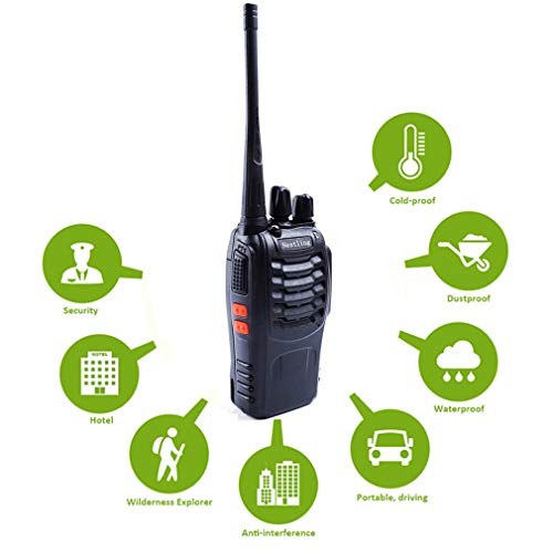 Nestling 888s Rechargeable Walkie Talkies, Signal Band UHF400-470 MHz 16 Channels Two Way Radios with Earpieces, Built in Led Torch for Camping Hiking Travelling ( Pack of 10)
