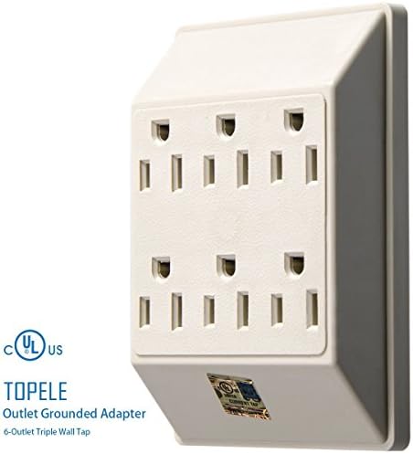 TOPELE Multiple 6-Outlet Wall Tap Surge Protector, 3-Prong Grounded AC Power Wall Mount Adapter, UL Listed Outlet Plug Extender Converter for Home Indoor Use, 125V