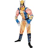 Costumes USA Wolverine Muscle Costume for Boys, Size Small, Includes a Padded Jumpsuit, a Mask and Plastic Claws Yellow