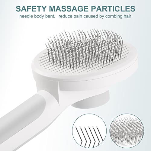 AUBERRY Self Cleaning Slicker Brush,Long & Short Hair Pets Gently Removes Loose Undercoat, Mats and Tangled Hair Dog & Cat Grooming Brush, Skin Friendly(GREY)