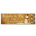Adeco Decorative Christmas Wood Wall Sign Plaque "Believe In The Magic of Christmas" with Snowman Gold, Off White Home Decor
