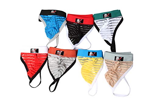 ARCITON Men's Sexy Low Rise Jock Strap Thong Medium(Waist: 28"- 30") 7 Colors/Pack 4006DK - Thumbnail 7