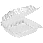 Dart Solo Dart 8" x 8"x 3" Clear Plastic Hinged Food Take-Out Container 1-Compartment (Pack of 25)